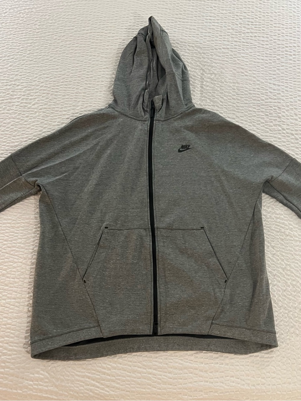 NIKE Tech Fleece Women’s XL Gray Full Zip Hoodie Sweatshirt - Grey & Black